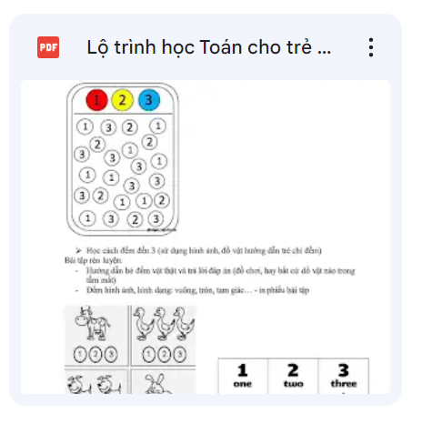 LỘ TRÌNH DẠY TOÁN CHO TRẺ MẦM NON